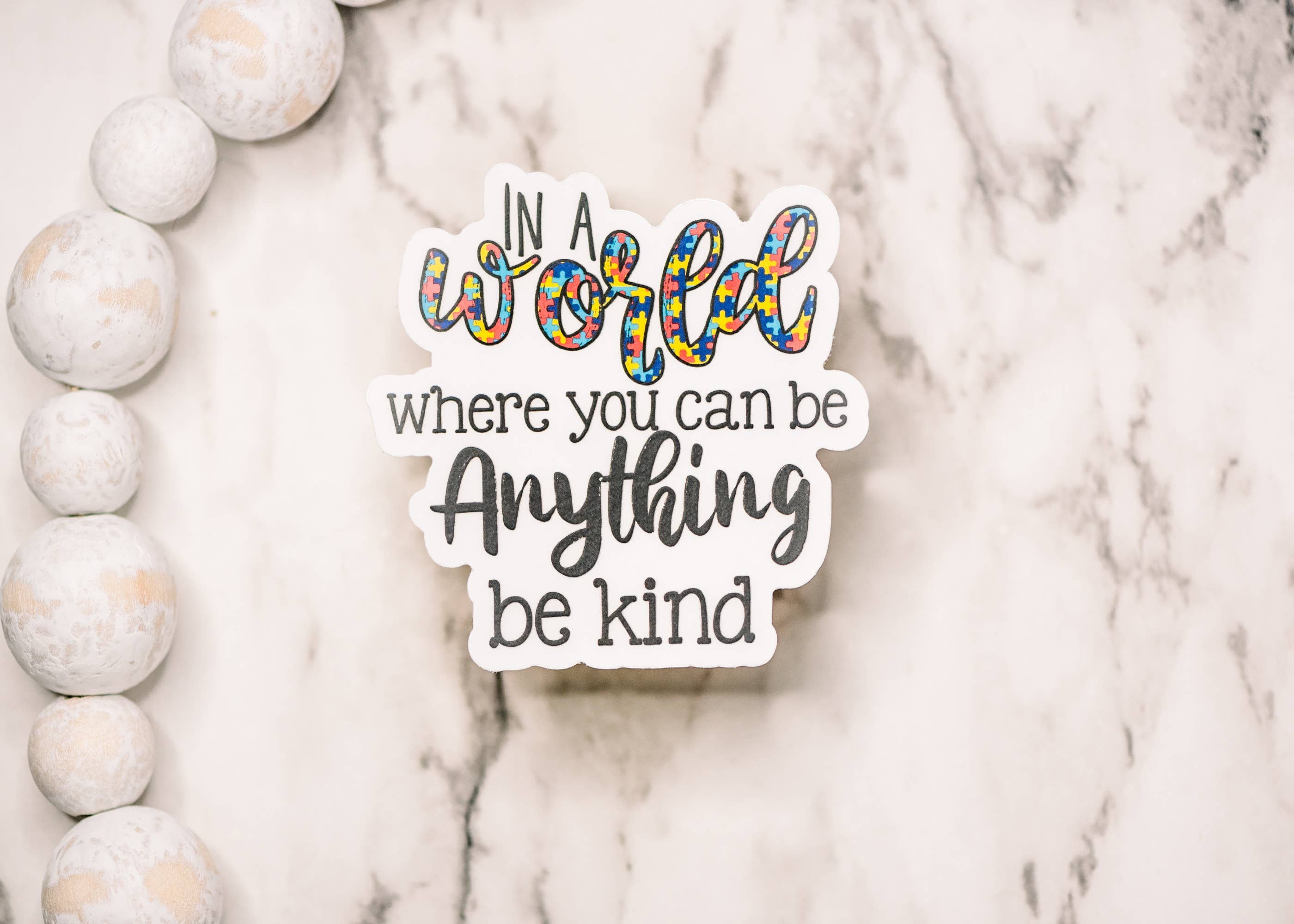 Savannah and James Co - Autism Awareness Be Kind Clear, Vinyl Sticker, 3x3 in.