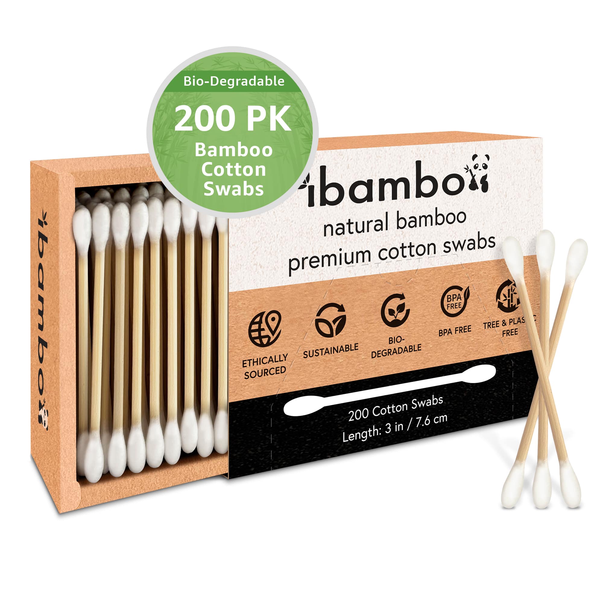 Ibambo - Ibambo Bamboo Cotton Swabs - 200 Pack