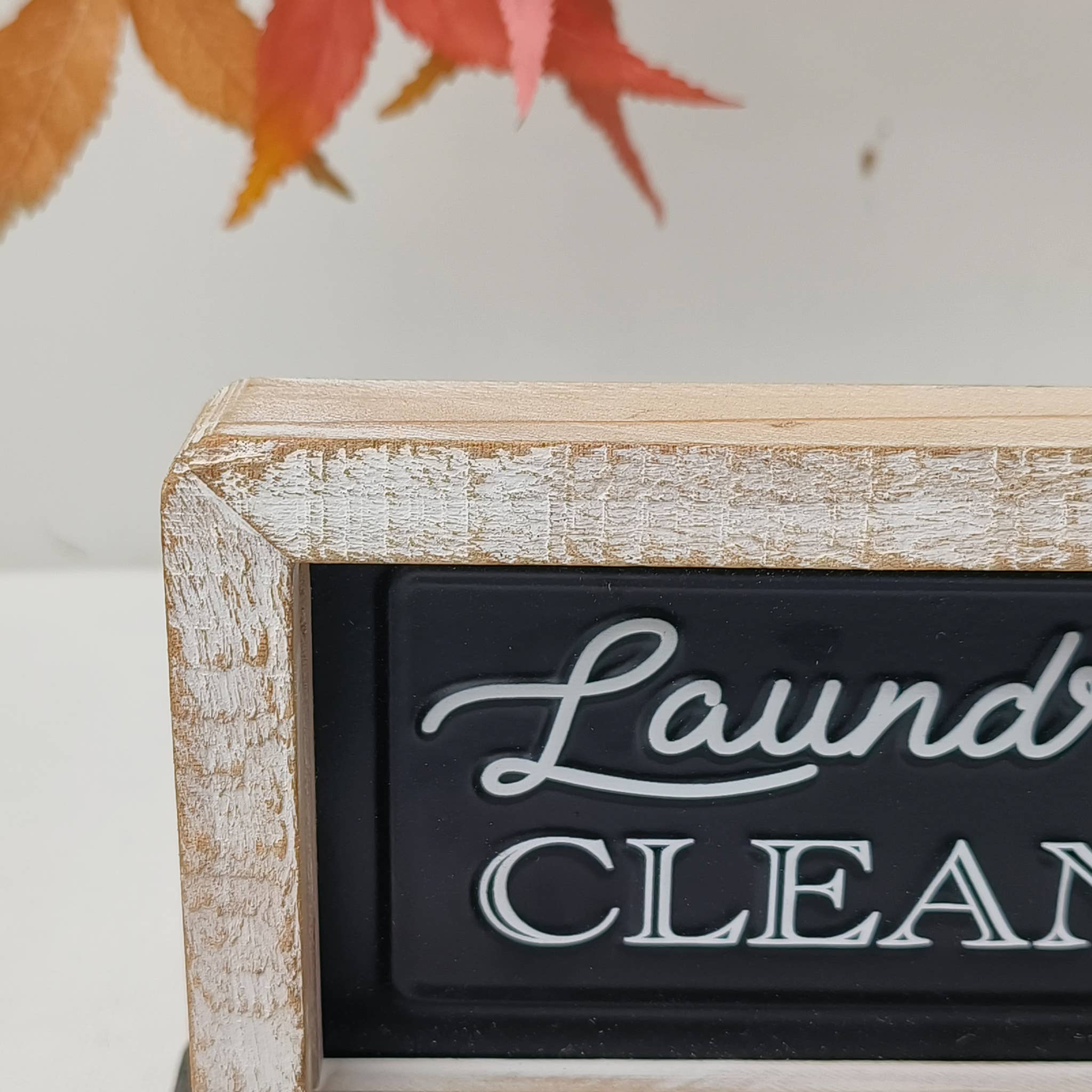 Paris Loft Inc - Laundry Clean/Dirty Sliding Wood and Metal Tabletop Decor